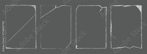 Abstract transparent torn paper frame overlay set with rough edge and ripped texture effect. Realistic distressed border collection for digital artwork, mockup, and graphic design. 