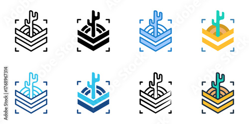 Desert warfare icon set multiple style collection 
