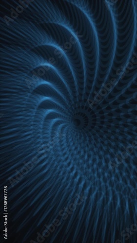 Dark blue abstract spiral pattern with concentric circles. Vertical video background for social media