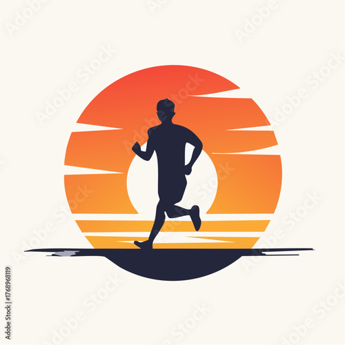 Silhouette of a person running in front of a sunset, representing fitness and outdoor activity.
