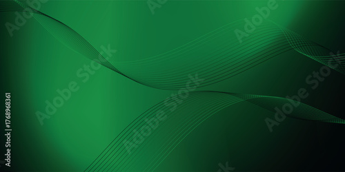 Abstract background using dark green tones on a black background. The lines and curves are like gentle and flowing waves