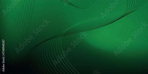 Abstract background using dark green tones on a black background. The lines and curves are like gentle and flowing waves
