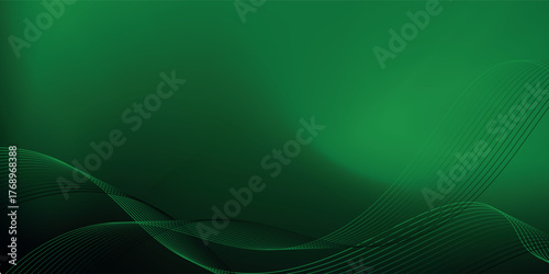 Abstract background using dark green tones on a black background. The lines and curves are like gentle and flowing waves