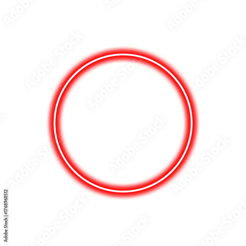 Glowing red circle isolated on transparent background, a simple and modern design element, png