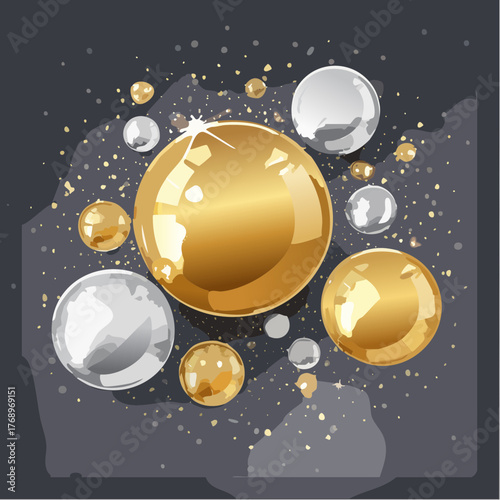 Vektor ilustrasi koin emas dengan bintang-bintang ruang angkasa di langit malam