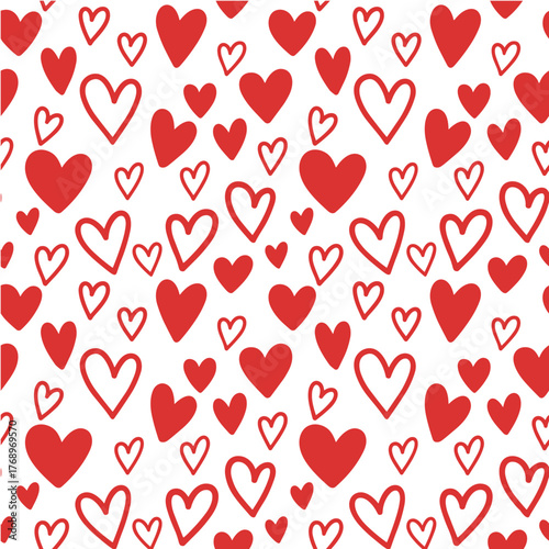 Red Heart Seamless Pattern for Romantic and Valentine Designs