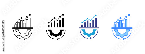 Rising  icon set multiple style collection