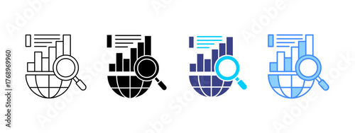 Statistics  icon set multiple style collection