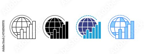 Statistics  icon set multiple style collection