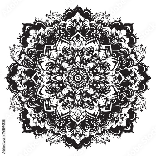 Mandala Ornament Vector Set | Black and White Floral Decorative Design