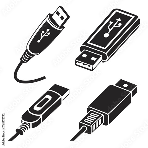 Collection of usb connectors and flash drives