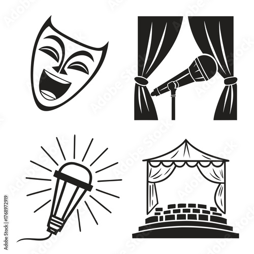 Collection of entertainment icons for your design needs