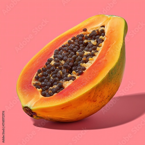 papaya fresh ripe on bright background