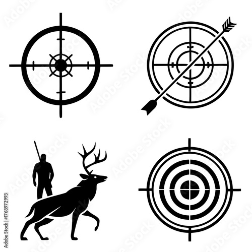 Hunting sport concept with hunter and target icons