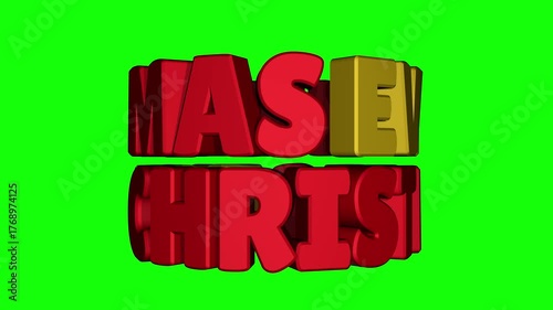 Clay Style 3D Christmas Eve Text Animation – Dual Rotation Cylinder on Green Screen