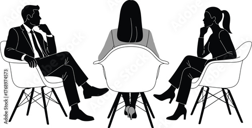 Marriage counseling therapy session with couple and therapist art editable vector