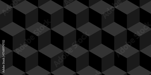Abstract black cube grid polygon decoration block hexagon geometric texture background. block construction surface cubic wall square creative business texture backgroud.	

