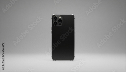Modern Smartphone Device: Sleek Black Mobile Phone on White Background