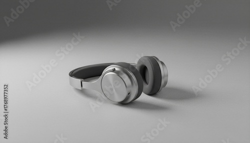 Modern Gray Headphones on White Background - Product Shot