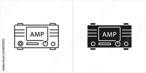 Amplifier vector in black and white, audio equipment for sound system
