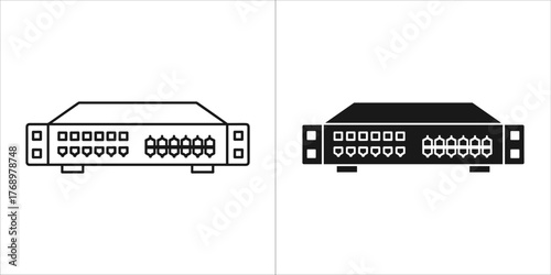 Network switch icon, symbolizing data transfer and connectivity in a sleek, modern design
