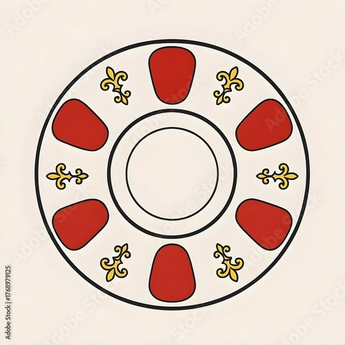 Traditional Turkish tea plate. Classic tea saucer icon. The plate placed under the glass during tea presentations. Vector illustration