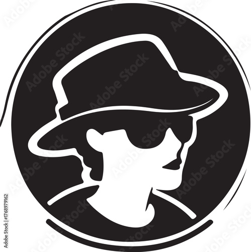 Logo template with the image of the man in hat.