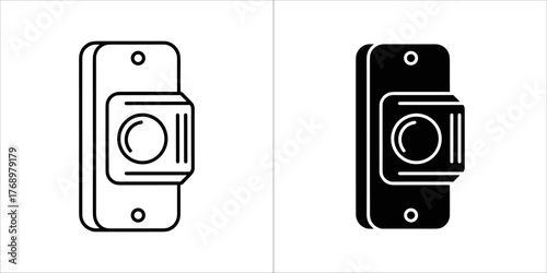 Outline and glyph icon of a light switch for user interface design