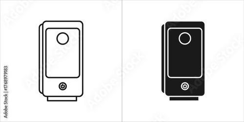 Outline and glyph icon of a light switch for user interface design