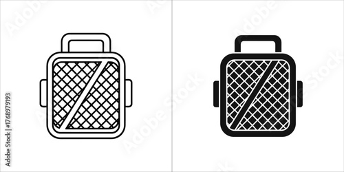 Icon of a sandwich maker black and white illustration of a kitchen appliance