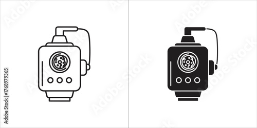 Black and white portable oxygen tank icon medical oxygen concentrator