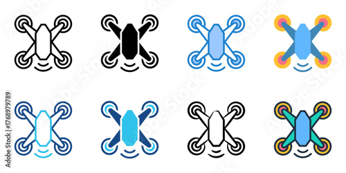 Drone icon set multiple style collection 
