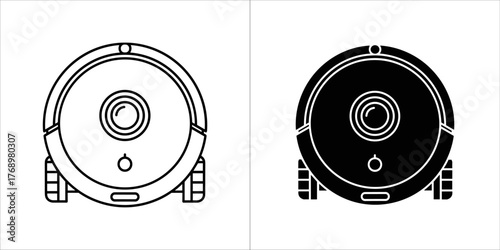 Robot vacuum cleaner icon, outline and glyph style smart cleaning vector illustration