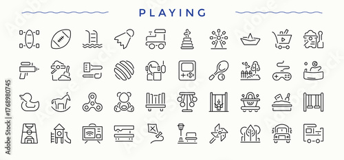 Playing Card line icon set. Vector outline icons collection. Pixel perfect. Editable vector. Jack icon set. Contain linear sign heart, deck, fortune, on, ace and more.