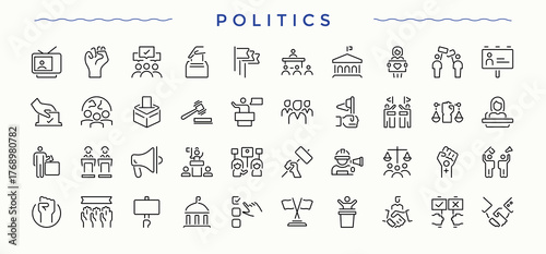 Politics icon set. Trendy minimal icons. Politics icon set. Contains related to referendum, government, election, vote, polling and more.
