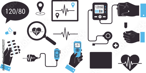 Understanding blood pressure and heart health monitoring concept editable vector