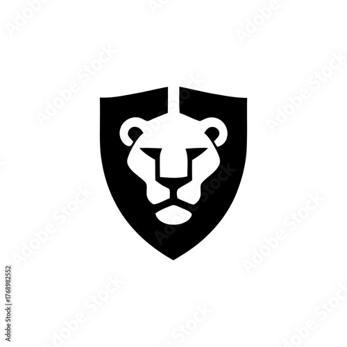 Konstfotografi Brave Lion Crest Emblem in Geometric Style