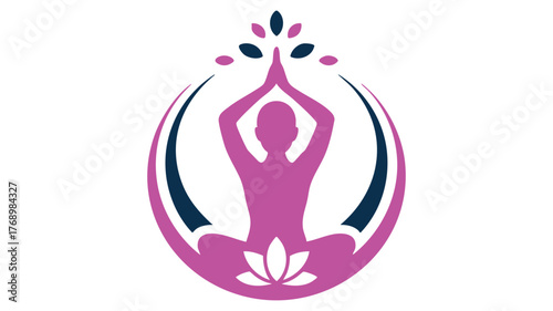 Serene yoga pose logo design symbolizing peace harmony and wellness for health and meditation vector