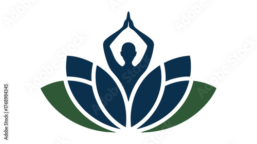Serene yoga pose lotus flower logo design for wellness and mindfulness businesses vector
