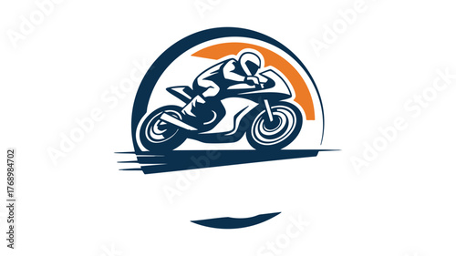 Dynamic motorcycle racing logo icon represents speed and competition vector