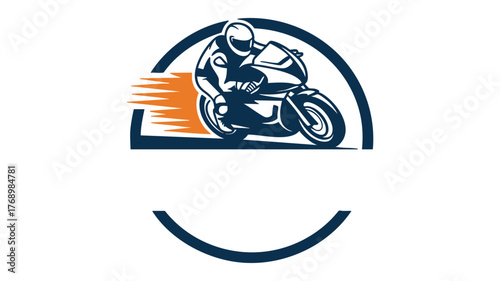 Dynamic motorcycle rider emblem speed motion graphic design motorcycle racing sport vector