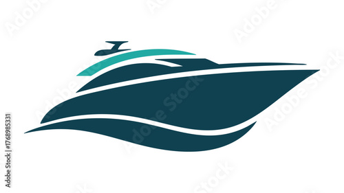 Modern luxury yacht silhouette with gradient teal and blue tones vector