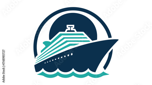 Elegant cruise ship emblem symbolizing luxury travel and oceanic journeys logo vector