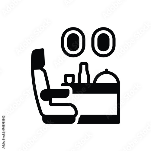 Black solid icon for in flight dining