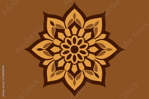 decorative mandala wood carving design illustration