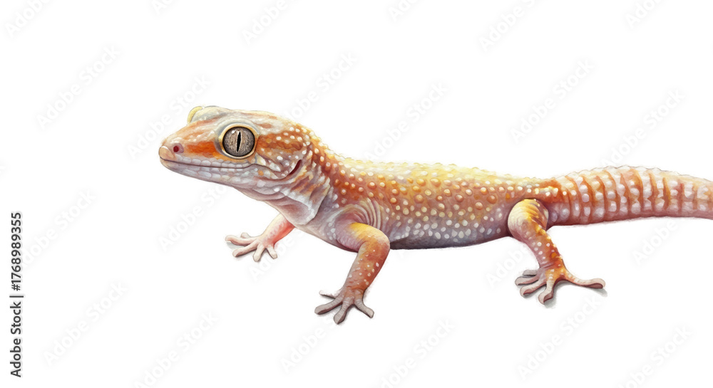Naklejka premium Orange Gecko Realistic Photo Isolated Light Background Soft Lighting