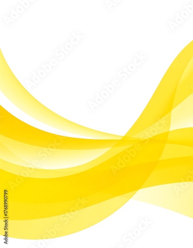 An abstract design featuring vibrant yellow flowing lines on a white backdrop