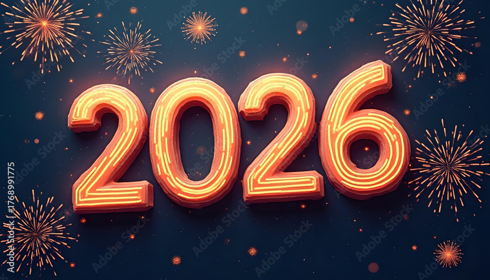 Naklejka premium happy new year 2026 post card