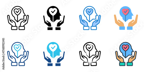 Mental Health Treatment icon set multiple style collection 
