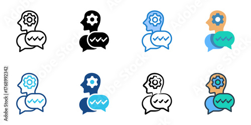 Cognitive Behavioral Therapy icon set multiple style collection 

